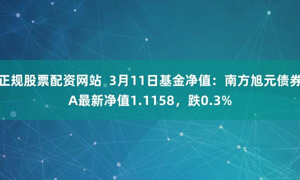 正规股票配资网站  3月11日基金净值：南方旭元债券A最新净值1.1158，跌0.3%